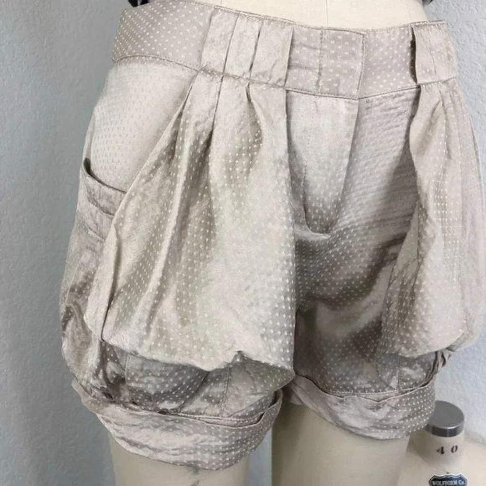 BCBG Max Azria Runway Pleated Cuffed Polka Dot Silk - Picture 2 of 8